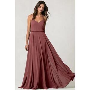 BHLDN x Jenny Yoo Inesse Bridesmaid Dress Cinnamon Rose Chiffon Size 2